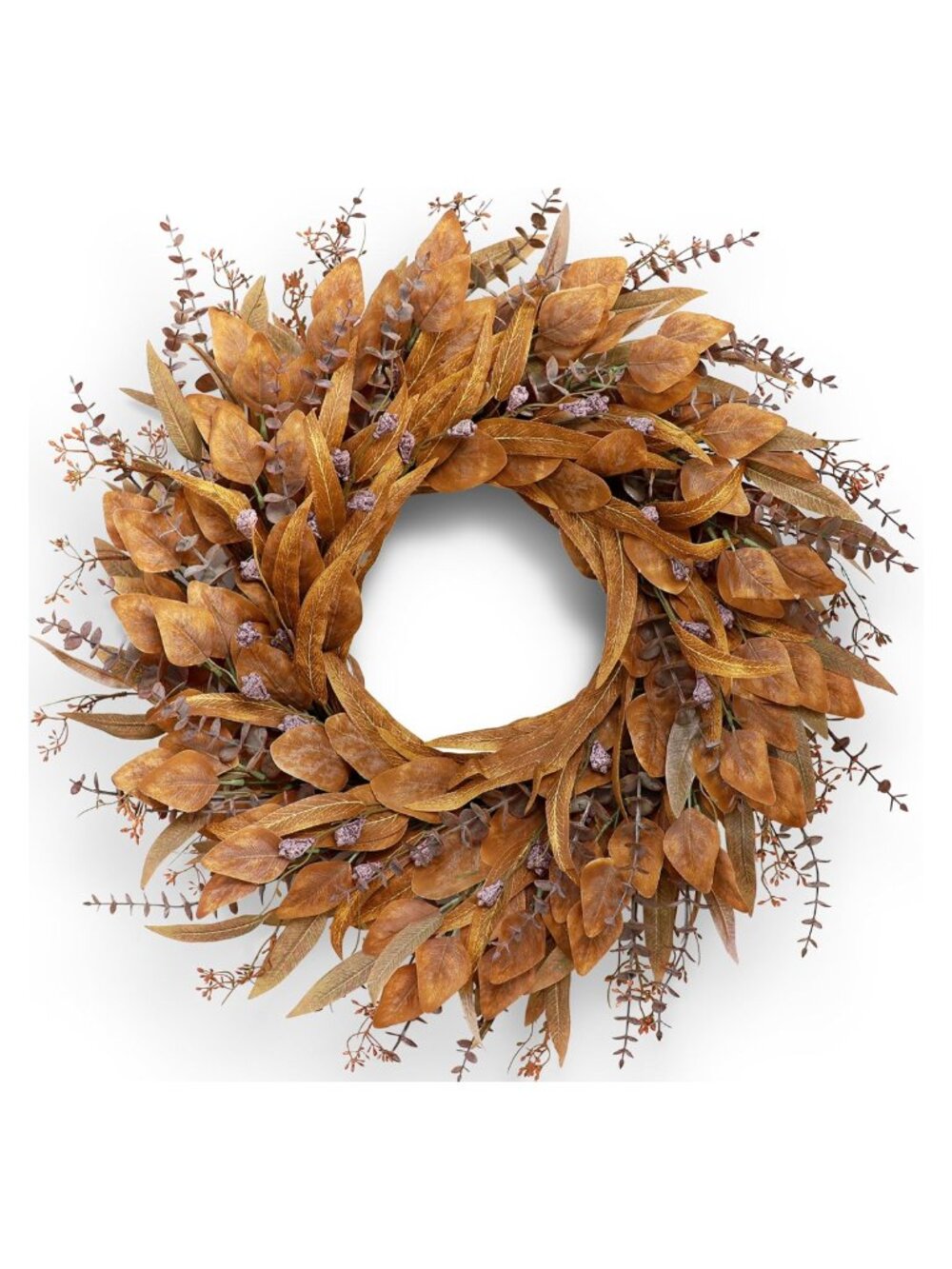 Artificial Fall Eucalyptus Wreath with Seeds 26in Front Door Decor